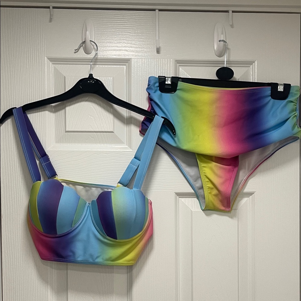 M DRESSFO Rainbow Bikini Swim Set